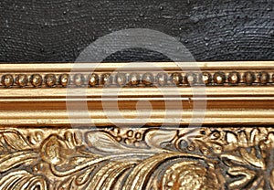 Closeup detail of old bronze gold ancient frame