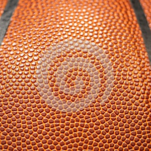 Closeup detail of orange basketball ball texture background with empty space for text