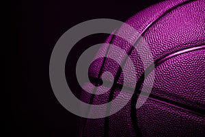 Closeup detail of pink basketball ball texture background