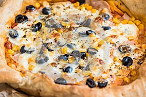 Closeup Detail of Pizza