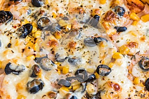 Closeup Detail of Pizza