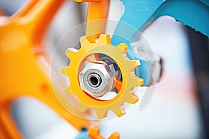 closeup details of wind turbine machinery and gears