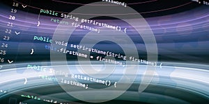 Closeup developing programming and coding technologies. Developer working on web sites codes in office.