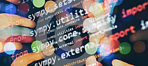 Closeup developing programming and coding technologies. Developer working on web sites codes in office.