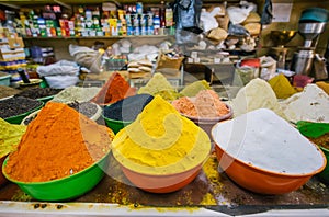 Closeup of different kind of traditional east spices