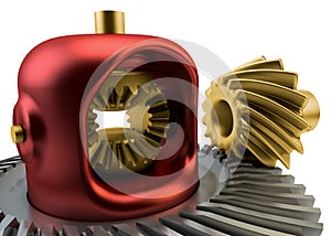 Closeup Differential gear isolated photo