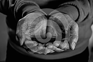 Closeup dirty males hands of poor man