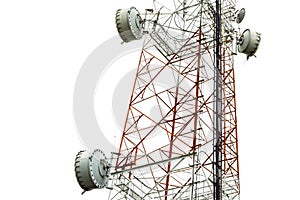 Closeup dish on telecommunication tower