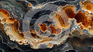 A closeup of a distant planets surface showcasing intricate and alienlooking patterns and formations. The cosmic and