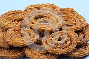 Closeup of Diwali SNACKS CHAKLI