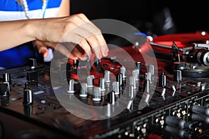 Closeup on dj mixer