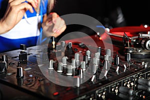 Closeup on dj mixer