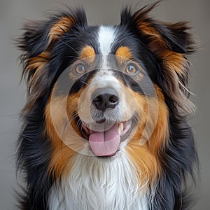 Closeup of a Dogs face with tongue out, showcasing its whiskers and snout