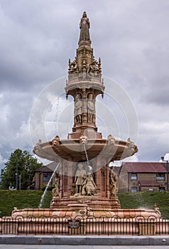 Closeup of Doulton Fountain, Glasgow Scotland UK.