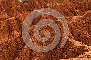 Closeup of Drought red orange sand stone rock