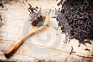 Closeup of dry black tea