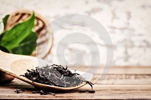 Closeup of dry black tea