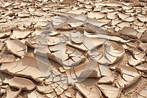 Closeup of dry cracked earth background, clay desert