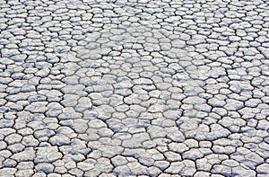 Closeup Of Dry and Cracked Mud Soil in Racetrack Playa in Death