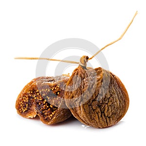 closeup dry figs isolated on white