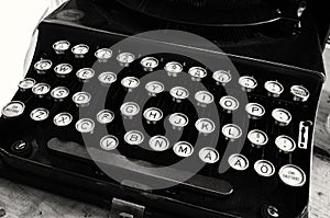 Closeup dusty typewriter