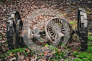 Closeup of an early 1900s hay, grass cutter photo