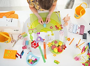 Closeup on easter decoration on table