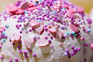 Closeup of Easter sweet cake with crumbs