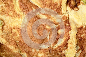 Closeup egg omelette texture background
