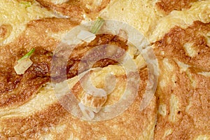 Closeup egg omelette texture background