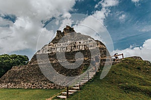 Closeup of the El Castillo archaeological site at Xunantunich