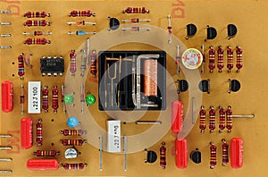 Closeup on electronic board and Electronic device.