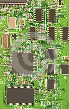 Closeup of electronic circuit board