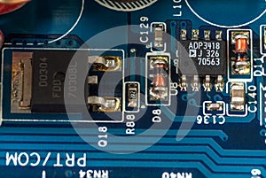 Closeup of electronic circuit board