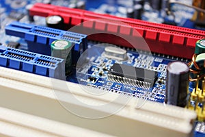 Closeup of electronic circuit board or PCB