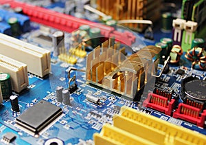 Closeup of electronic circuit board or PCB