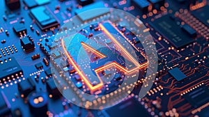 closeup of electronic components formed AI letter