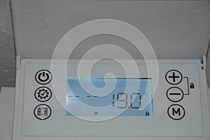 Closeup of an electronic thermostat