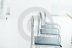 Closeup of an empty conference room before meeting