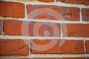 Closeup of empty red brick wall.