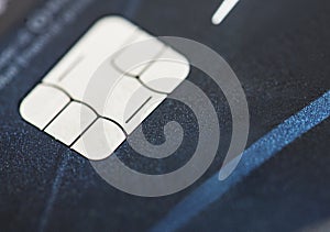 Closeup of EMV credit card chip macro photo