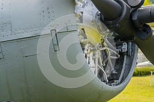 Closeup of engine and front cowling