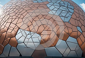 Closeup of the Epcot balls, geometric patterns with light and shadow effects