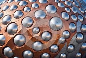 Closeup of the Epcot balls, geometric patterns with light and shadow effects