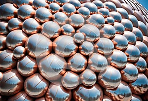 Closeup of the Epcot balls, geometric patterns with light and shadow effects
