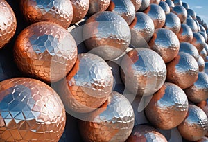 Closeup of the Epcot balls, geometric patterns with light and shadow effects