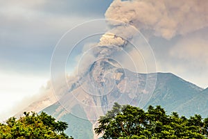 Closeup of erupting Fuego volcano, Guatemala photo