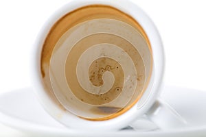 Closeup of espresso cup after coffee. photo