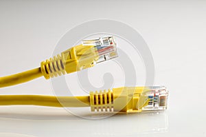 Closeup of the ethernet cables RJ45 isolated