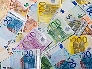 Closeup of Euro Banknotes